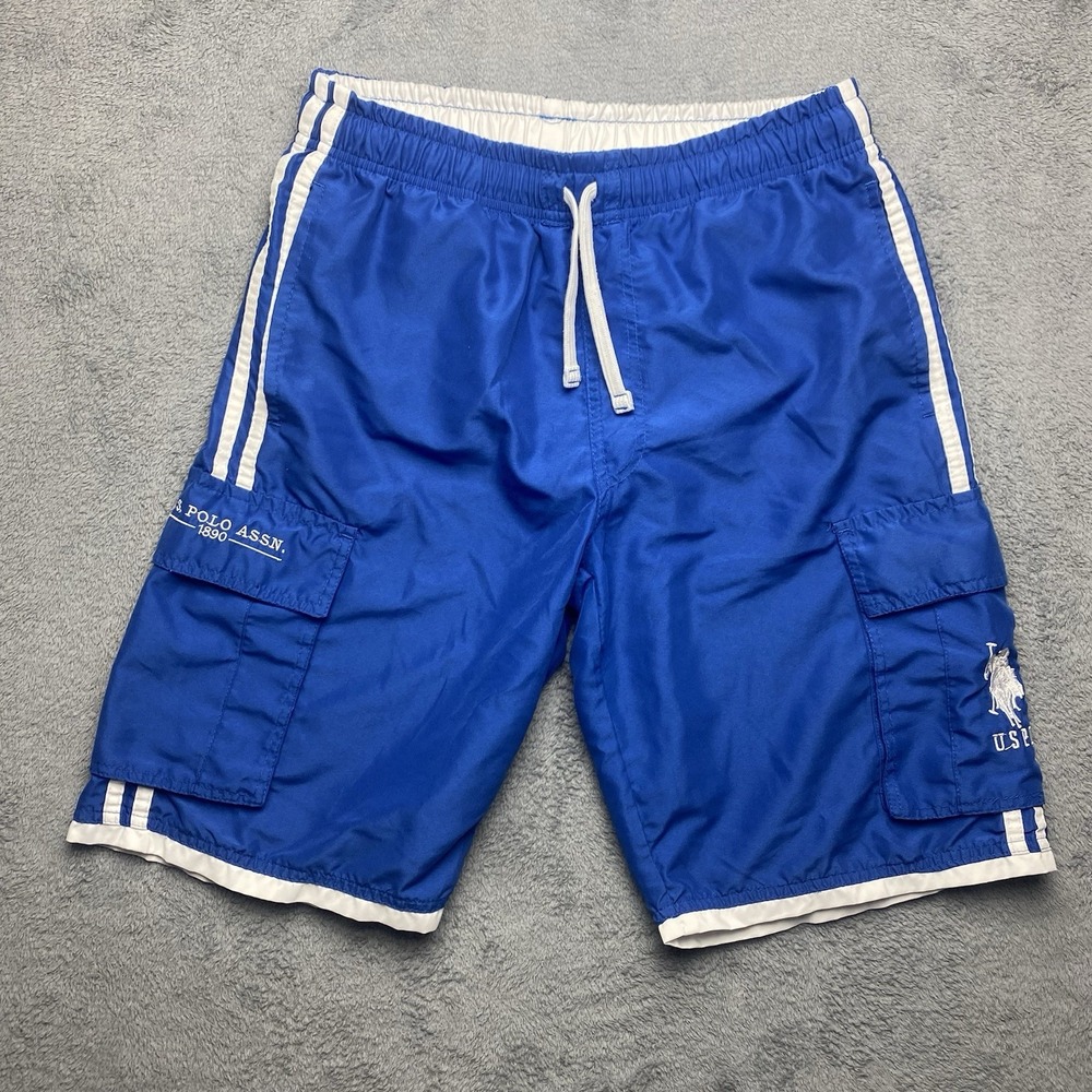 U.S. Polo Assn. Men's Swim Trunks Size Small Blue Pockets Logo